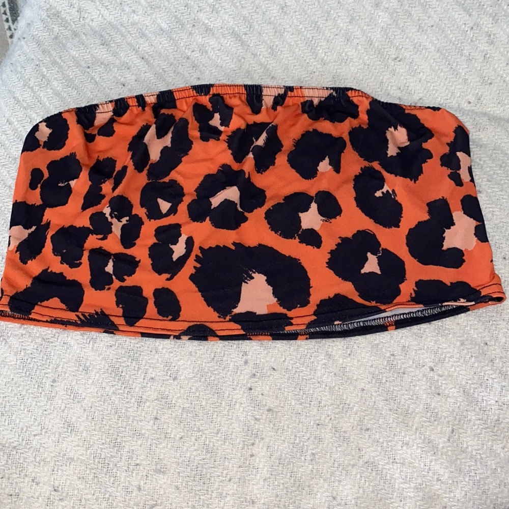 Orange leopard bando top